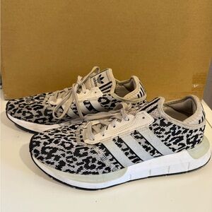 Adidas Black and Cream Patterned Sneakers